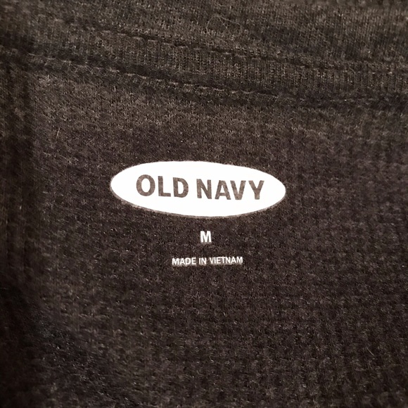 Old Navy Long Sleeve Thermal Top Womens Medium Love Peace Mitten Charcoal Grey - Picture 4 of 13